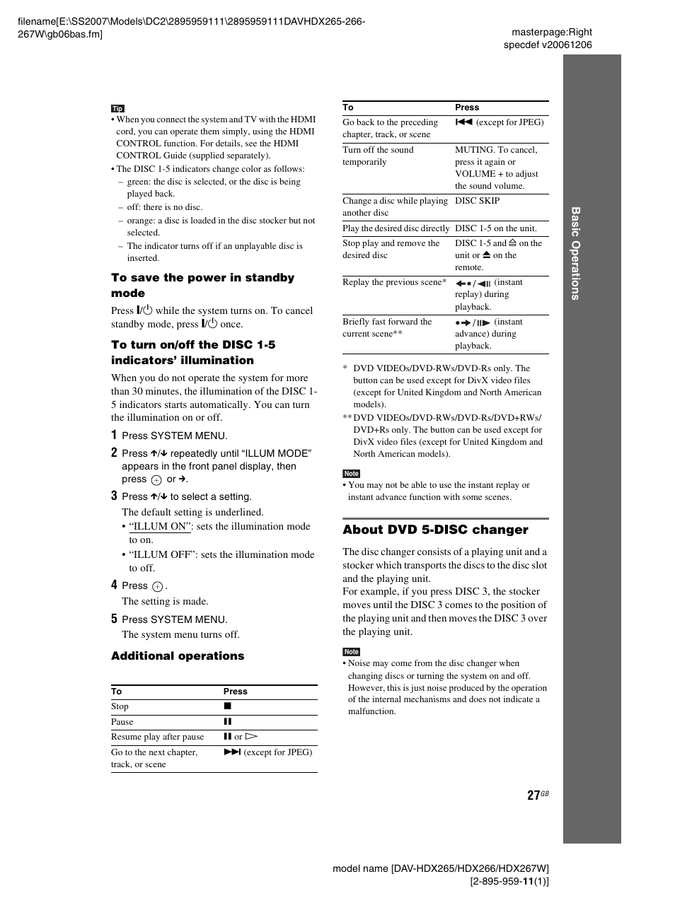 About dvd 5-disc changer | Sony HDX266 User Manual | Page 27 / 104