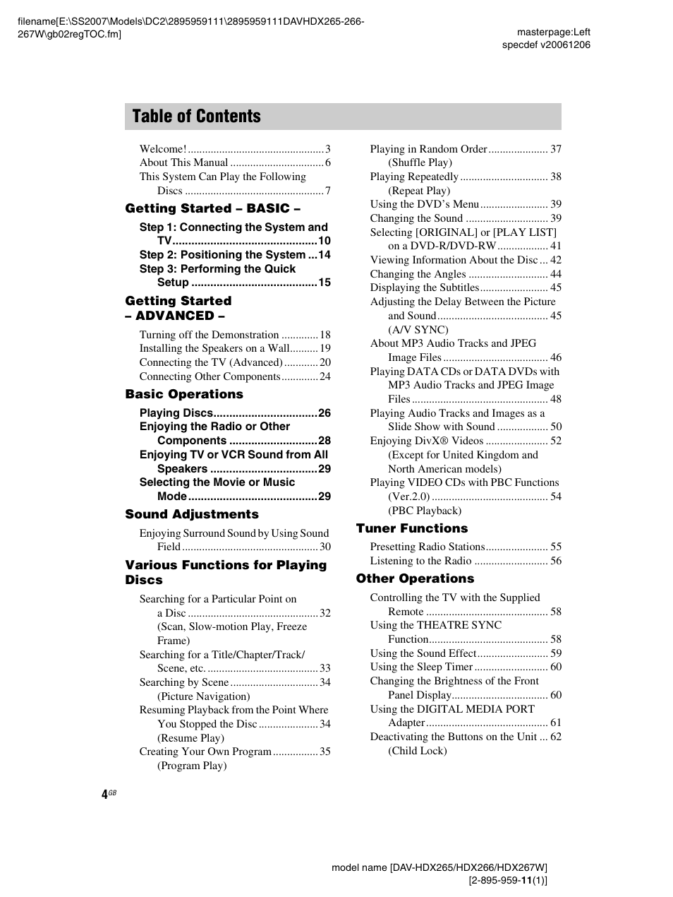 Sony HDX266 User Manual | Page 4 / 104