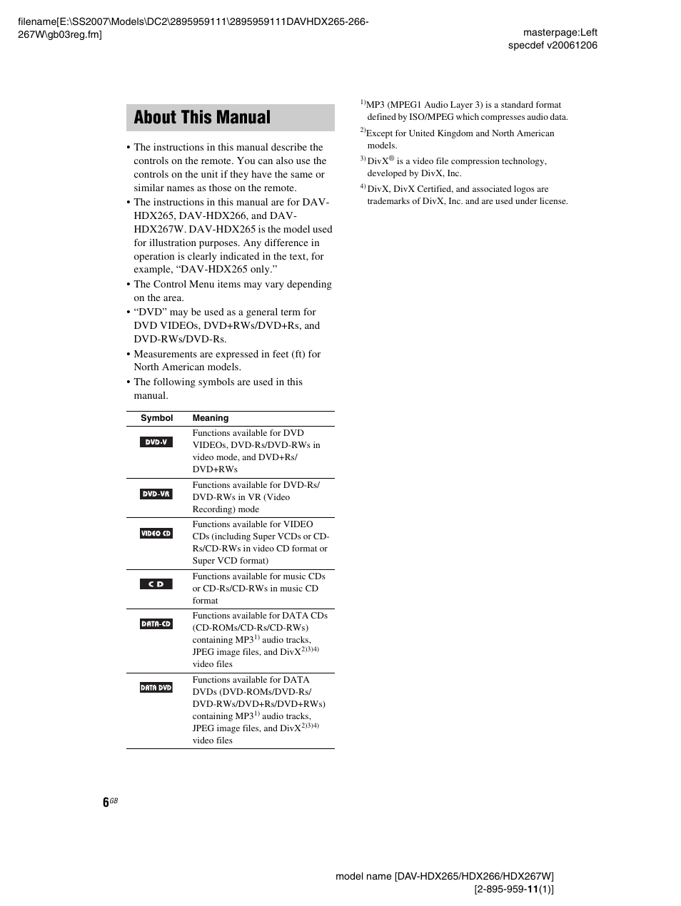 About this manual | Sony HDX266 User Manual | Page 6 / 104