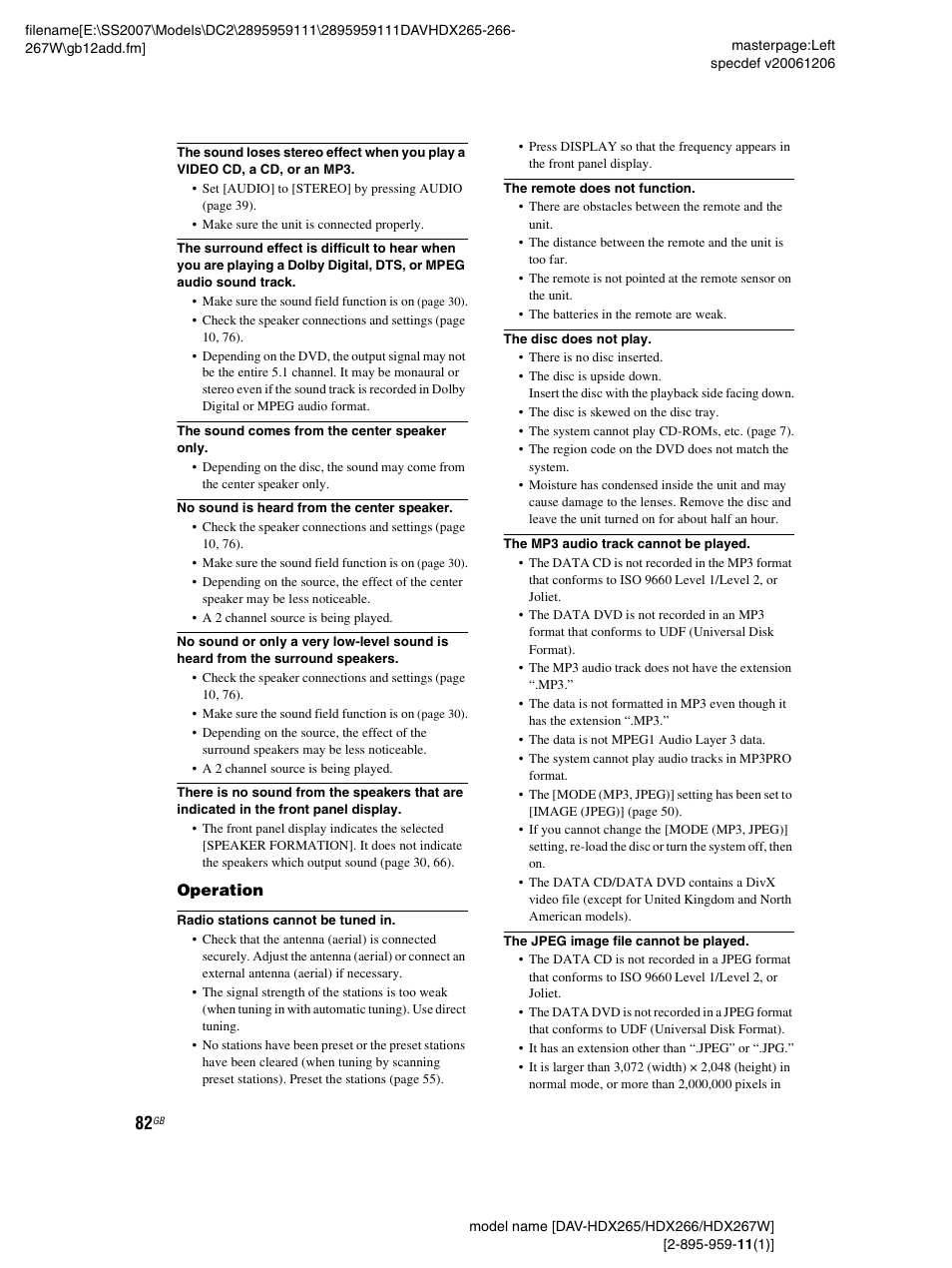 Sony HDX266 User Manual | Page 82 / 104