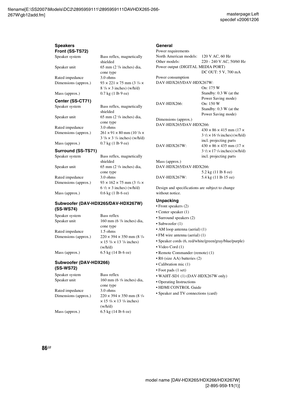 Sony HDX266 User Manual | Page 86 / 104
