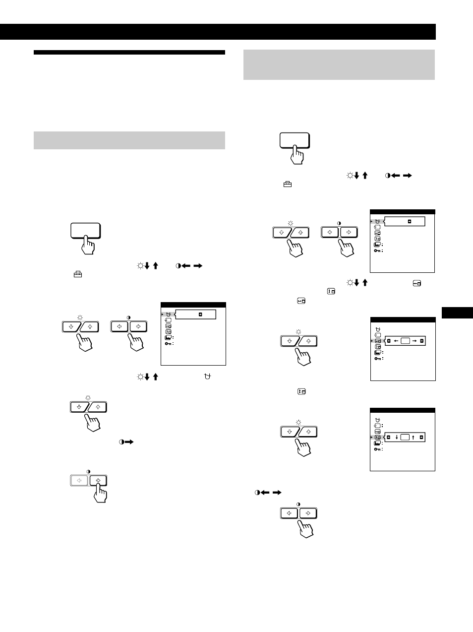 Die bildschirmanzeige option, Einstellen des monitors, Entmagnetisieren des bildschirms | Ändern der position der bildschirmanzeigen | Sony GDM-500PST9 User Manual | Page 55 / 104