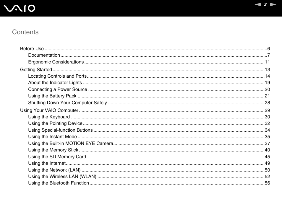 Sony VAIO VGN-P500 User Manual | Page 2 / 165