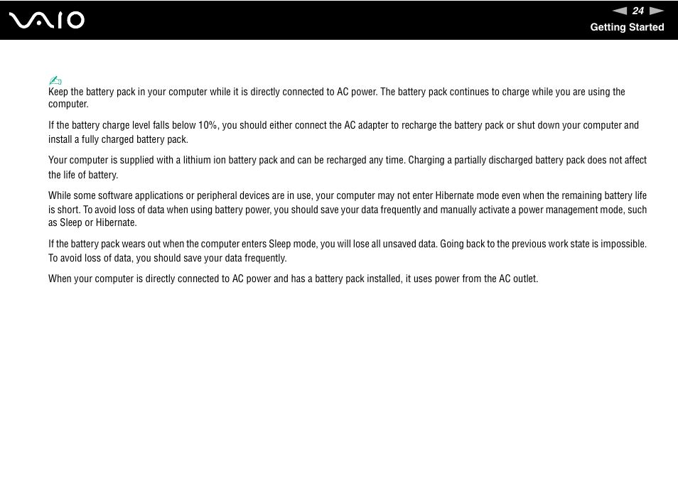 Sony VAIO VGN-P500 User Manual | Page 24 / 165