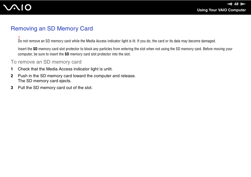 Sony VAIO VGN-P500 User Manual | Page 48 / 165