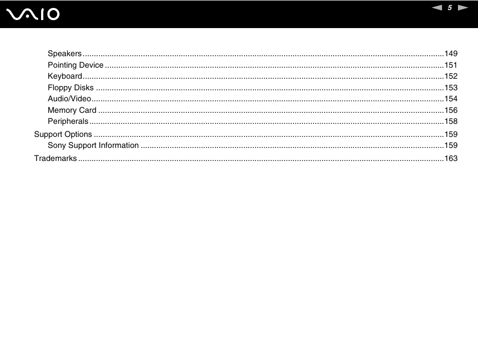 Sony VAIO VGN-P500 User Manual | Page 5 / 165
