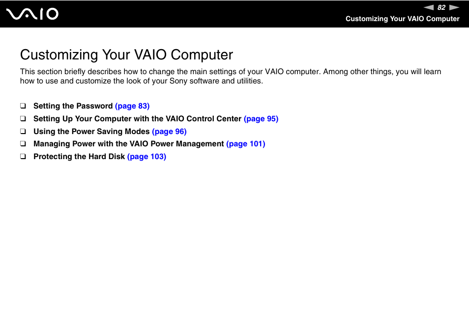 Customizing your vaio computer | Sony VAIO VGN-P500 User Manual | Page 82 / 165