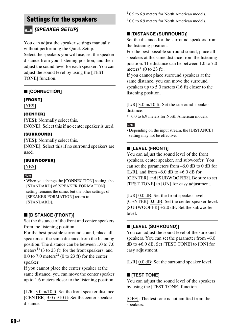 Settings for the speakers | Sony DAV-DZ175 User Manual | Page 60 / 76