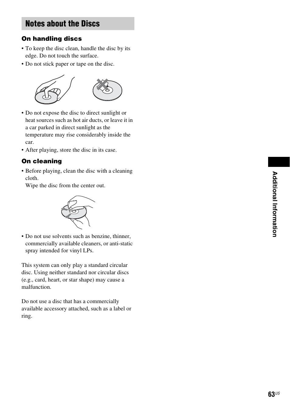 Notes about the discs | Sony DAV-DZ175 User Manual | Page 63 / 76