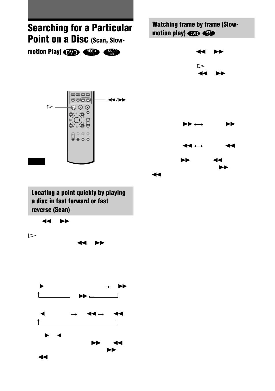 Searching for a particular point on a disc | Sony AVD-S10 User Manual | Page 38 / 164