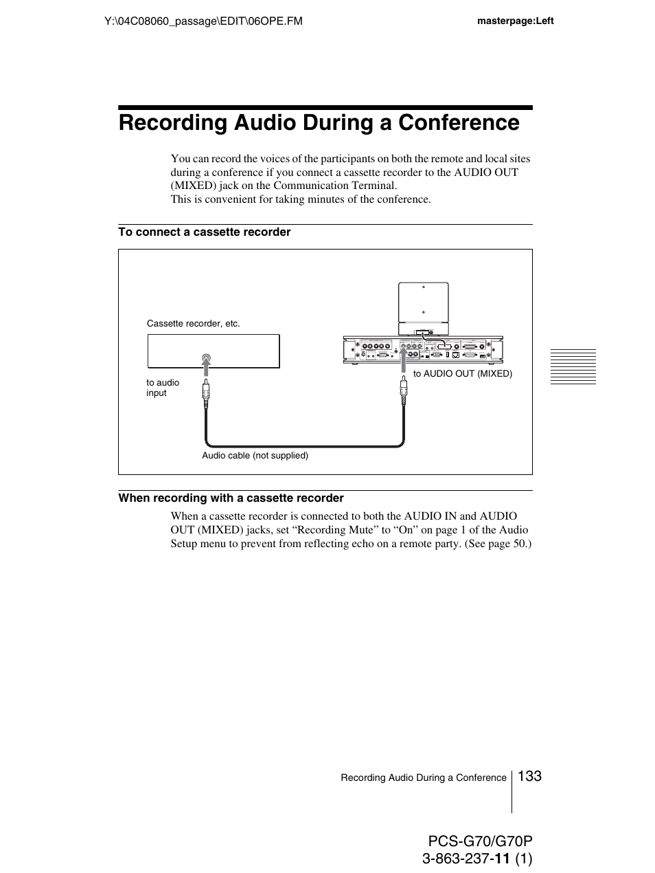 Recording audio during a conference | Sony PCS-G70P User Manual | Page 133 / 236