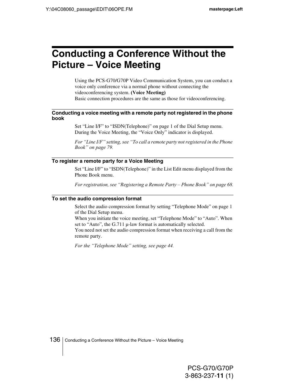 Sony PCS-G70P User Manual | Page 136 / 236