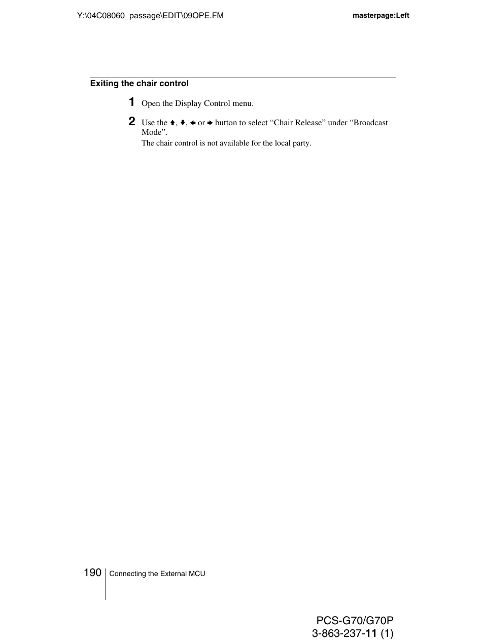 Sony PCS-G70P User Manual | Page 190 / 236