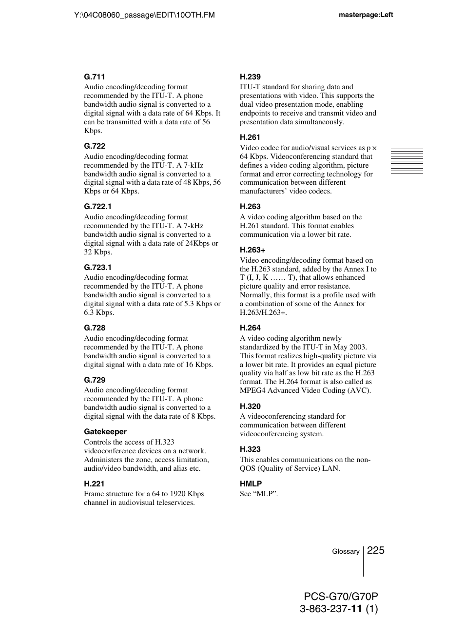 Sony PCS-G70P User Manual | Page 225 / 236