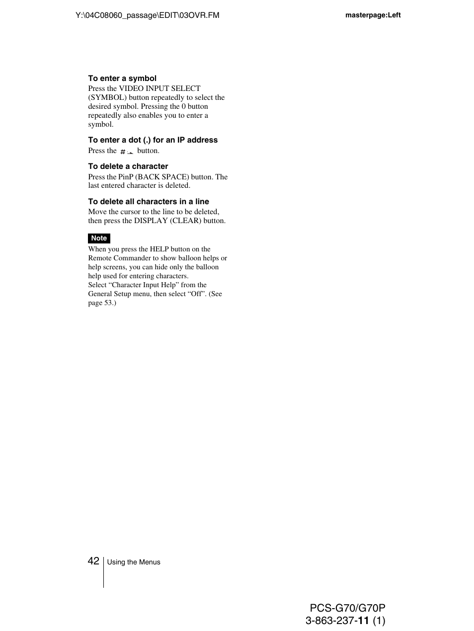 Sony PCS-G70P User Manual | Page 42 / 236