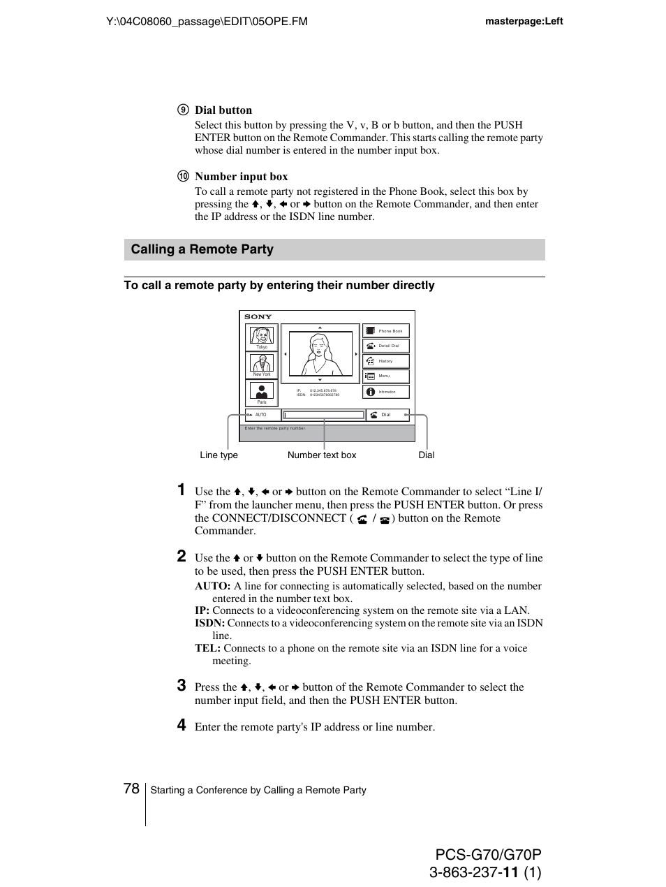 Calling a remote party | Sony PCS-G70P User Manual | Page 78 / 236
