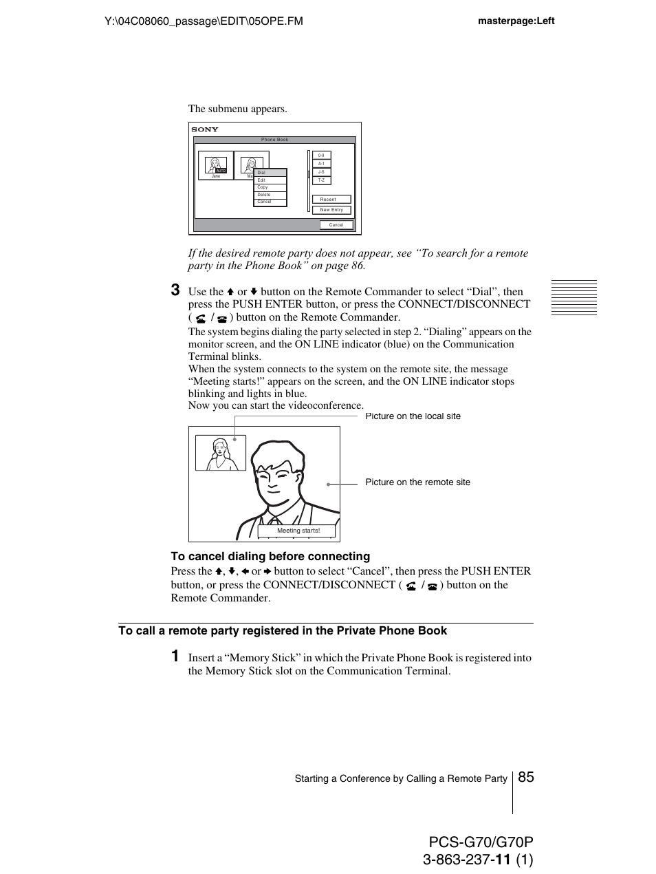 Sony PCS-G70P User Manual | Page 85 / 236
