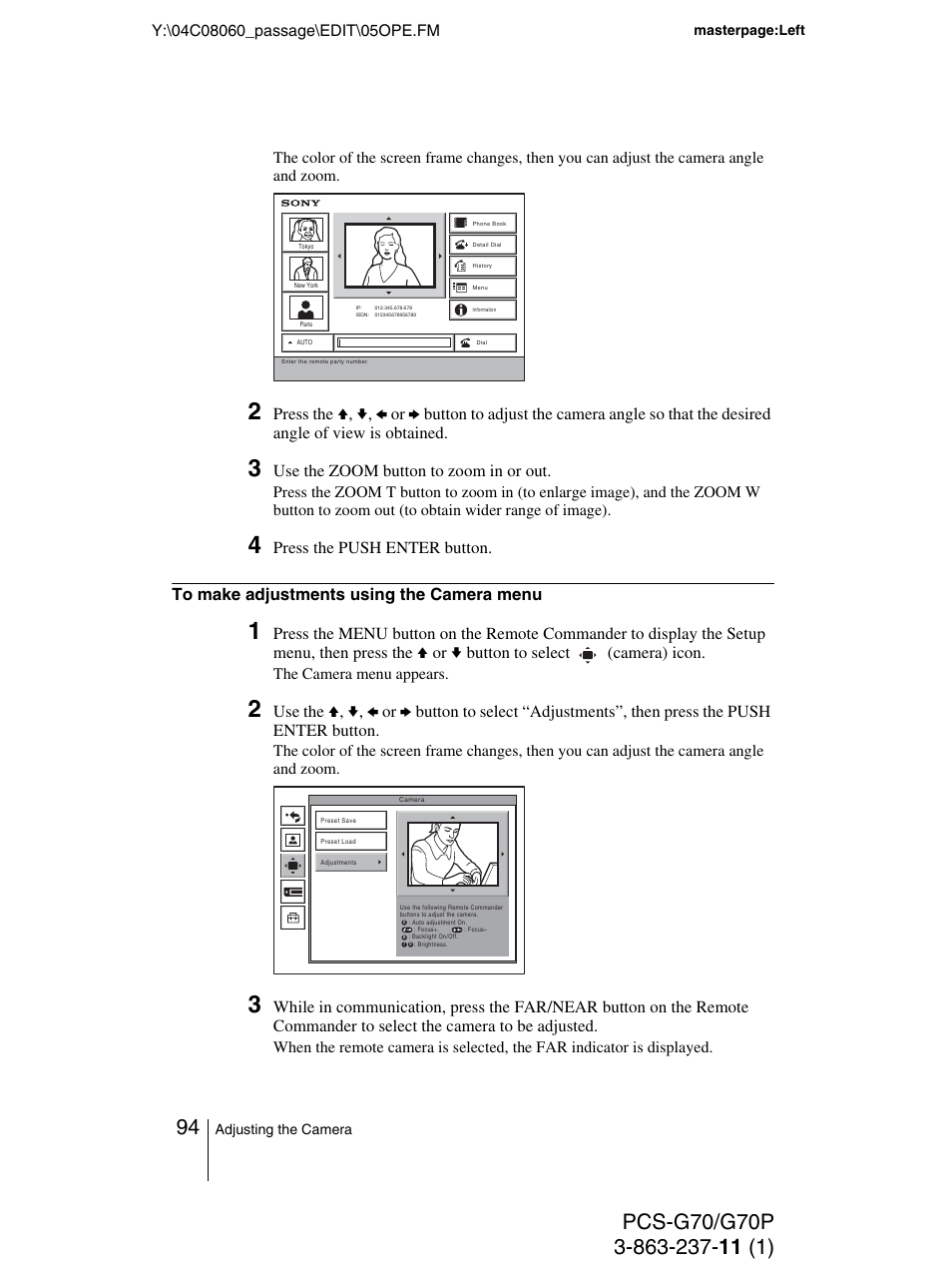 Sony PCS-G70P User Manual | Page 94 / 236