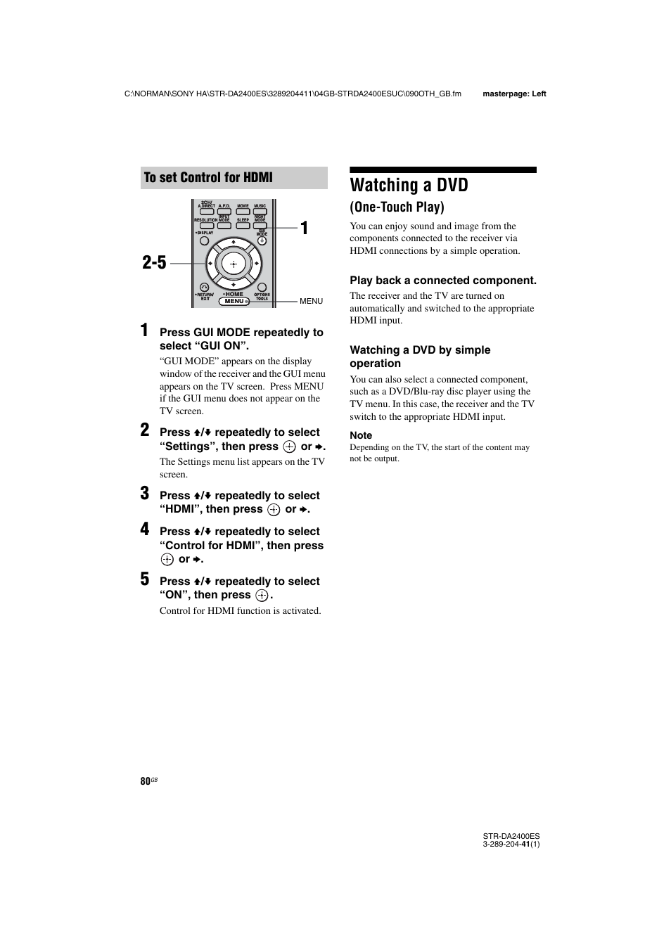 Watching a dvd (one-touch play), Watching a dvd, One-touch play) | Sony 3-289-204-41(1) User Manual | Page 80 / 128