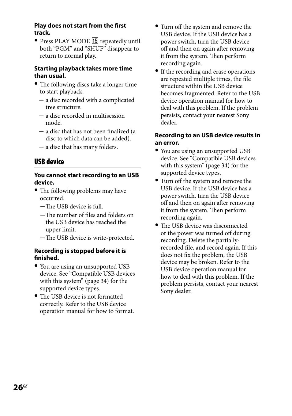 Usb device | Sony 3-293-639-11(1) User Manual | Page 26 / 36
