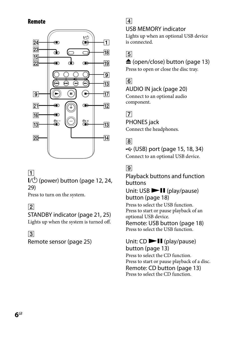 Remote | Sony 3-293-639-11(1) User Manual | Page 6 / 36