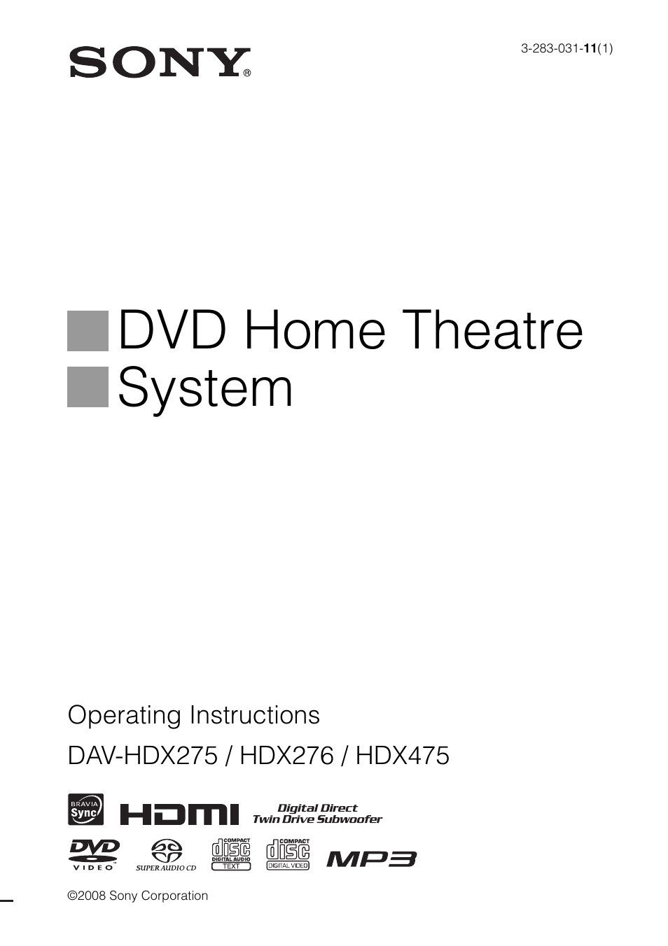 Sony DAV-HDX475 User Manual | 116 pages
