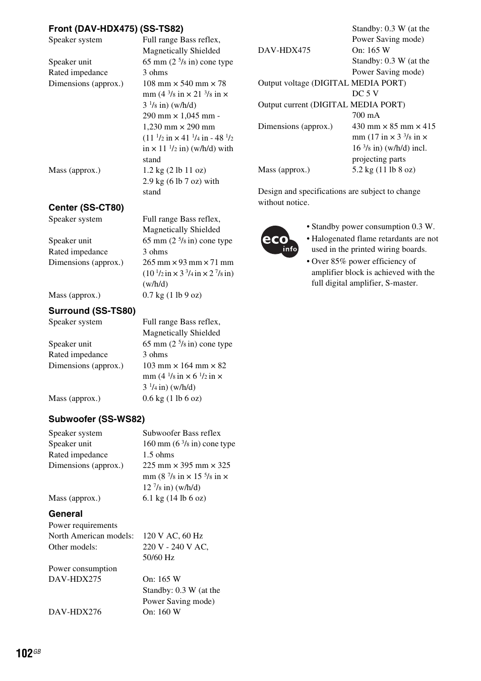 Sony DAV-HDX475 User Manual | Page 102 / 116