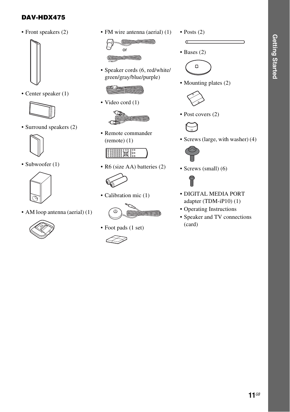 Sony DAV-HDX475 User Manual | Page 11 / 116