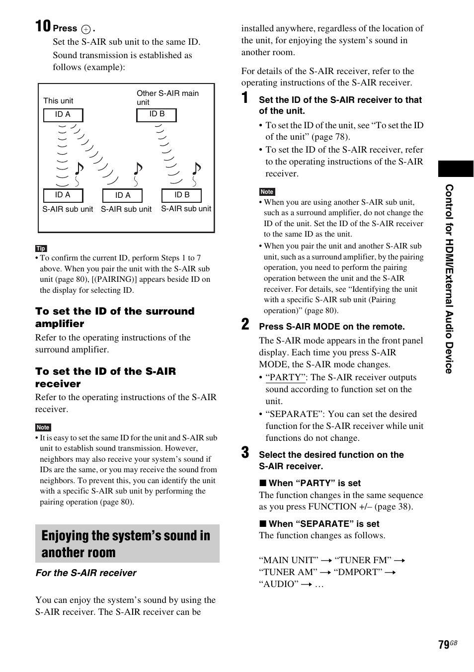 Enjoying the system’s sound in another room | Sony DAV-HDX475 User Manual | Page 79 / 116
