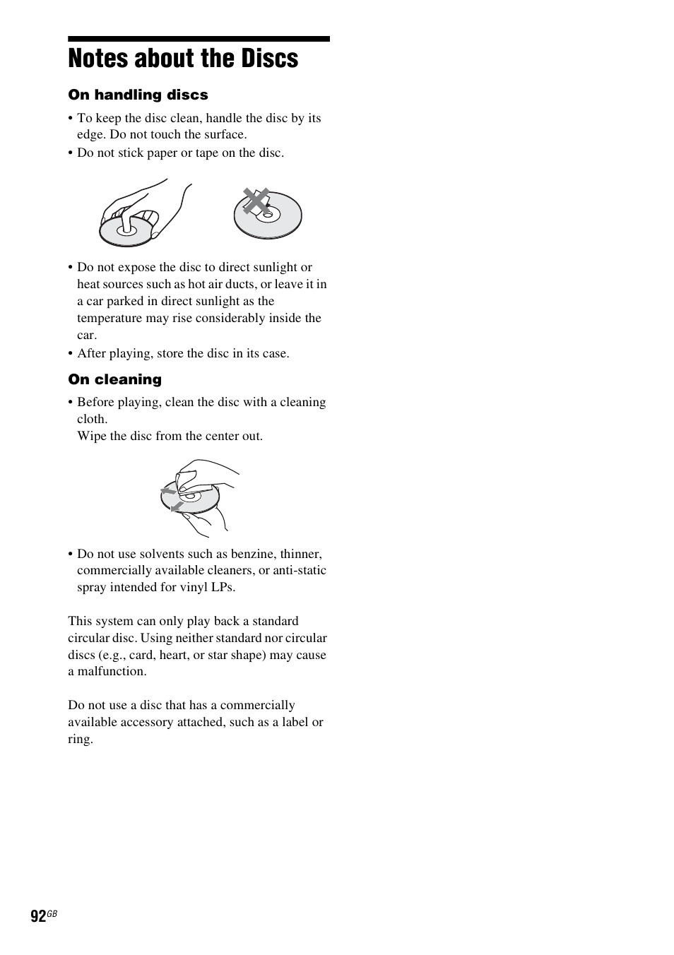 Notes about the discs | Sony DAV-HDX475 User Manual | Page 92 / 116