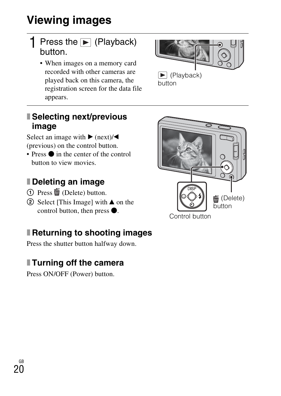 Viewing images | Sony Cyber-shot 4-166-513-13(1) User Manual | Page 20 / 32