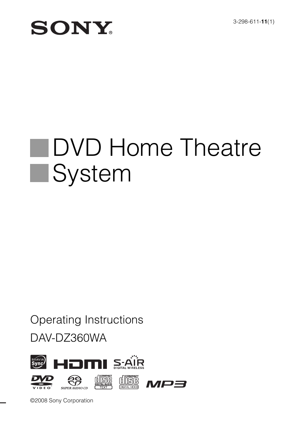 Sony DAV-DZ360WA User Manual | 112 pages