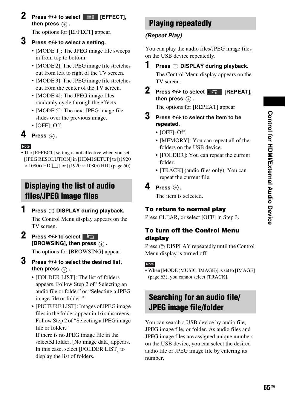 Playing repeatedly | Sony DAV-DZ360WA User Manual | Page 65 / 112