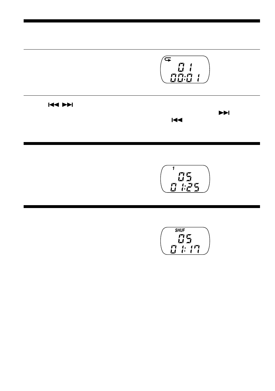 Playing tracks repeatedly (repeat play), Playing a single track (single play), Playing tracks in random order (shuffle play) | Playing tracks in random order, Shuffle play), Playing tracks repeatedly, Playing a single track | Sony D-FJ75TR User Manual | Page 10 / 32
