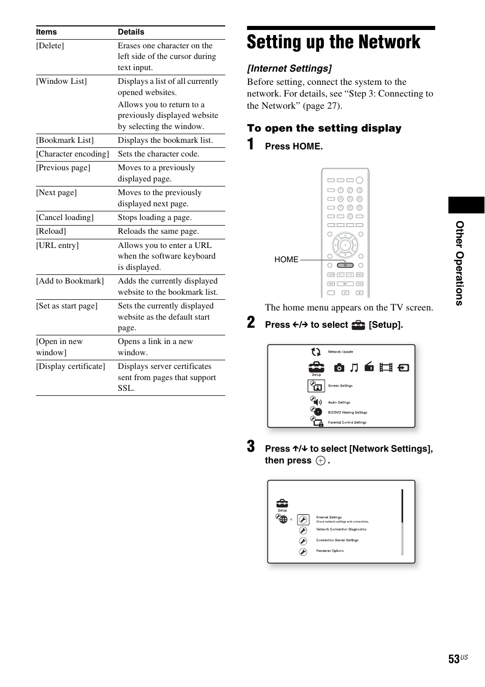 Setting up the network | Sony BDVE580 User Manual | Page 53 / 80