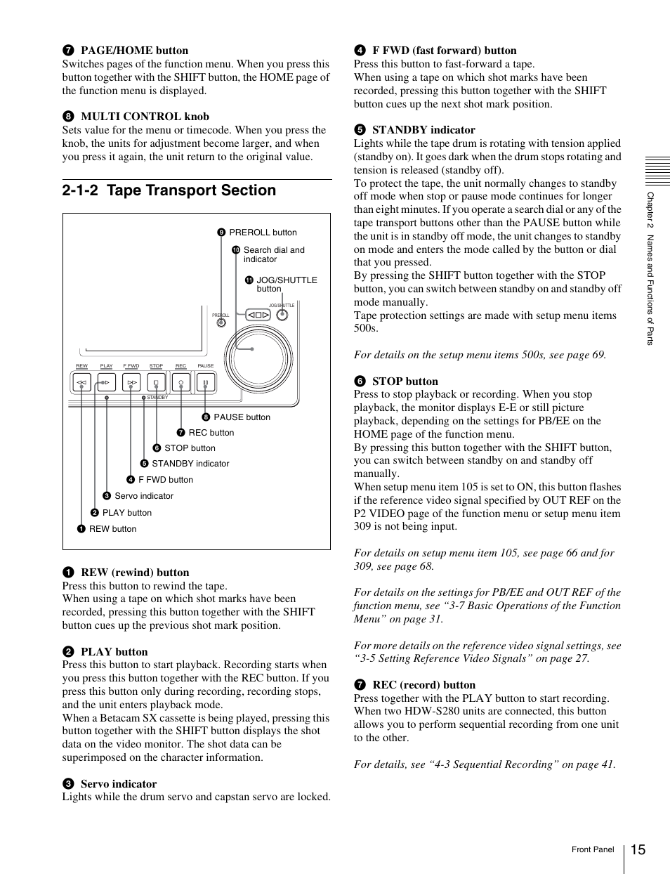 1-2 tape transport section, Tape transport section | Sony HDW-S280 User Manual | Page 15 / 94