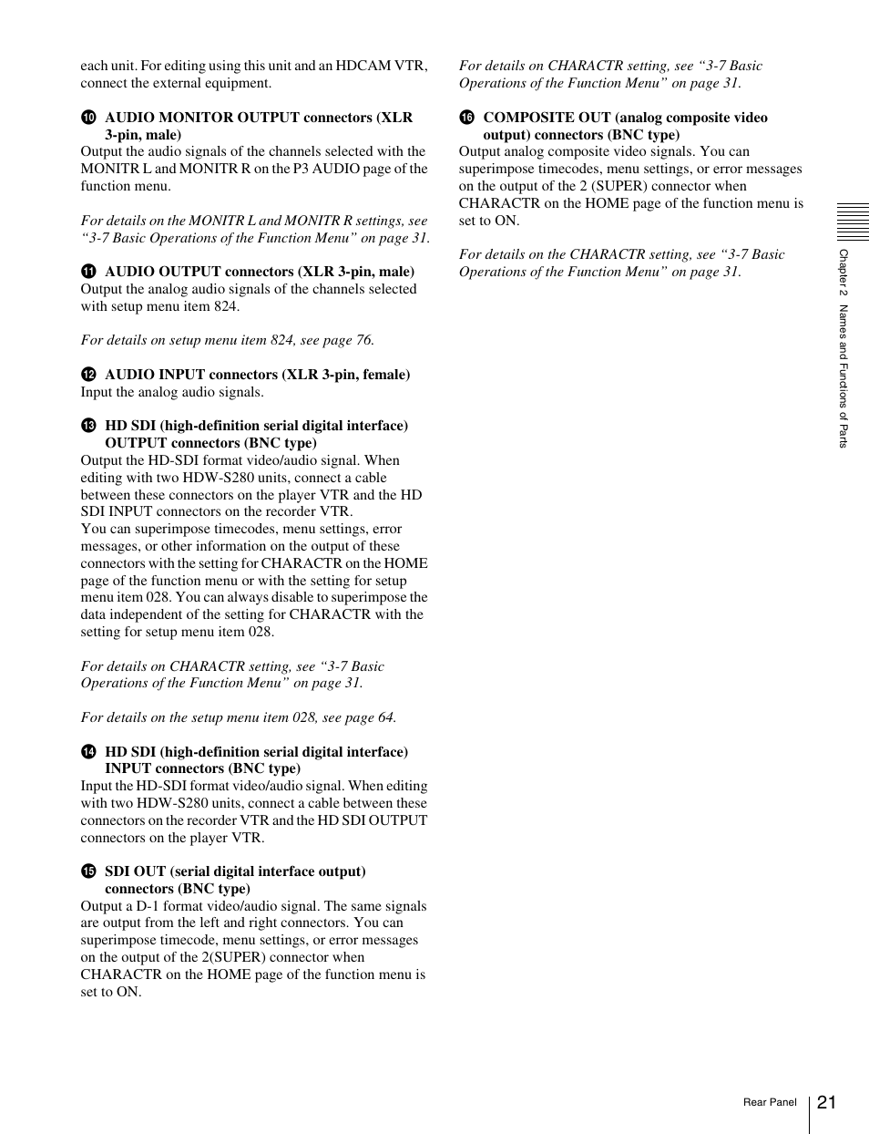Sony HDW-S280 User Manual | Page 21 / 94