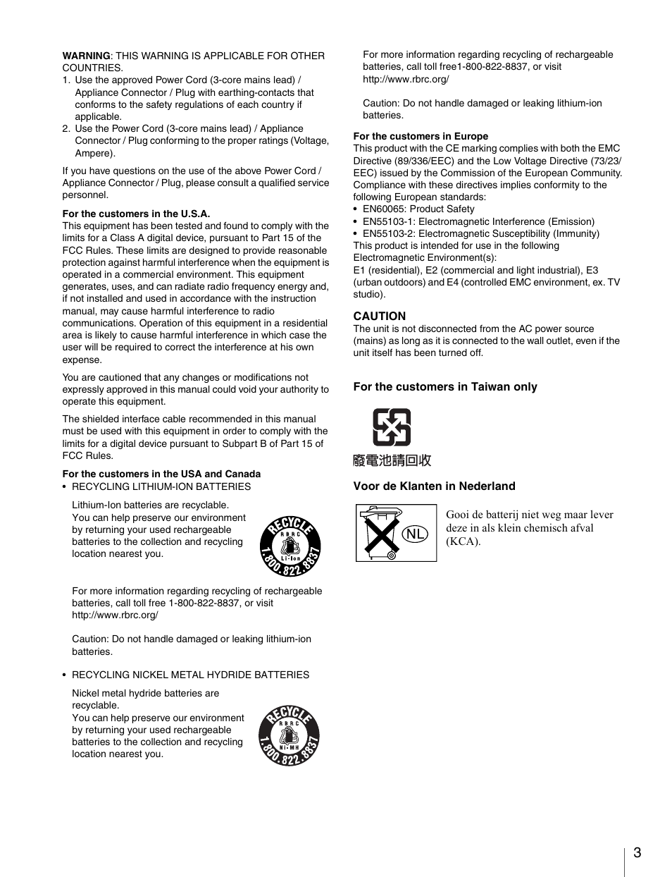 Sony HDW-S280 User Manual | Page 3 / 94