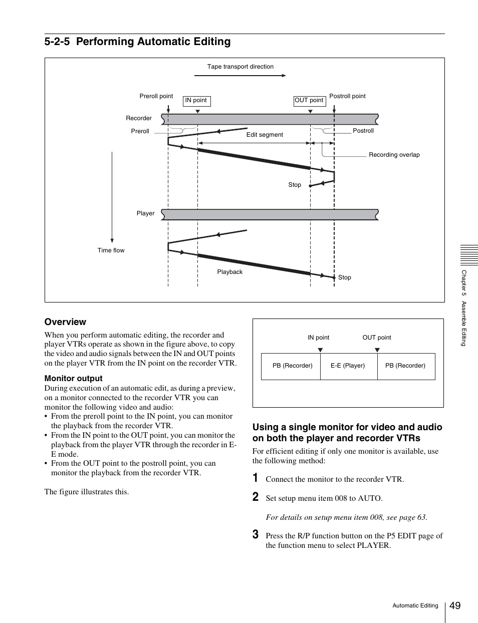 2-5 performing automatic editing, Performing automatic editing, Overview | Sony HDW-S280 User Manual | Page 49 / 94