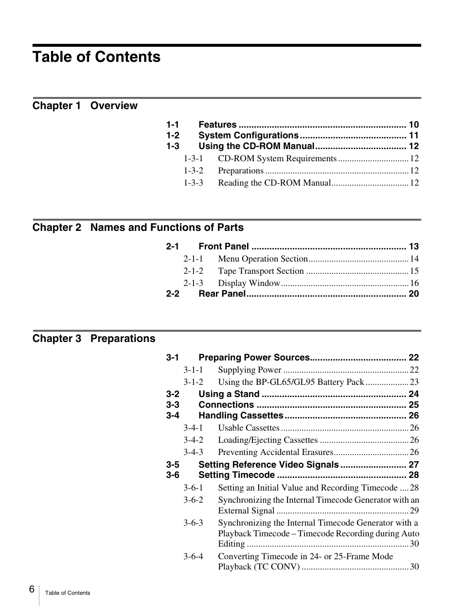 Sony HDW-S280 User Manual | Page 6 / 94