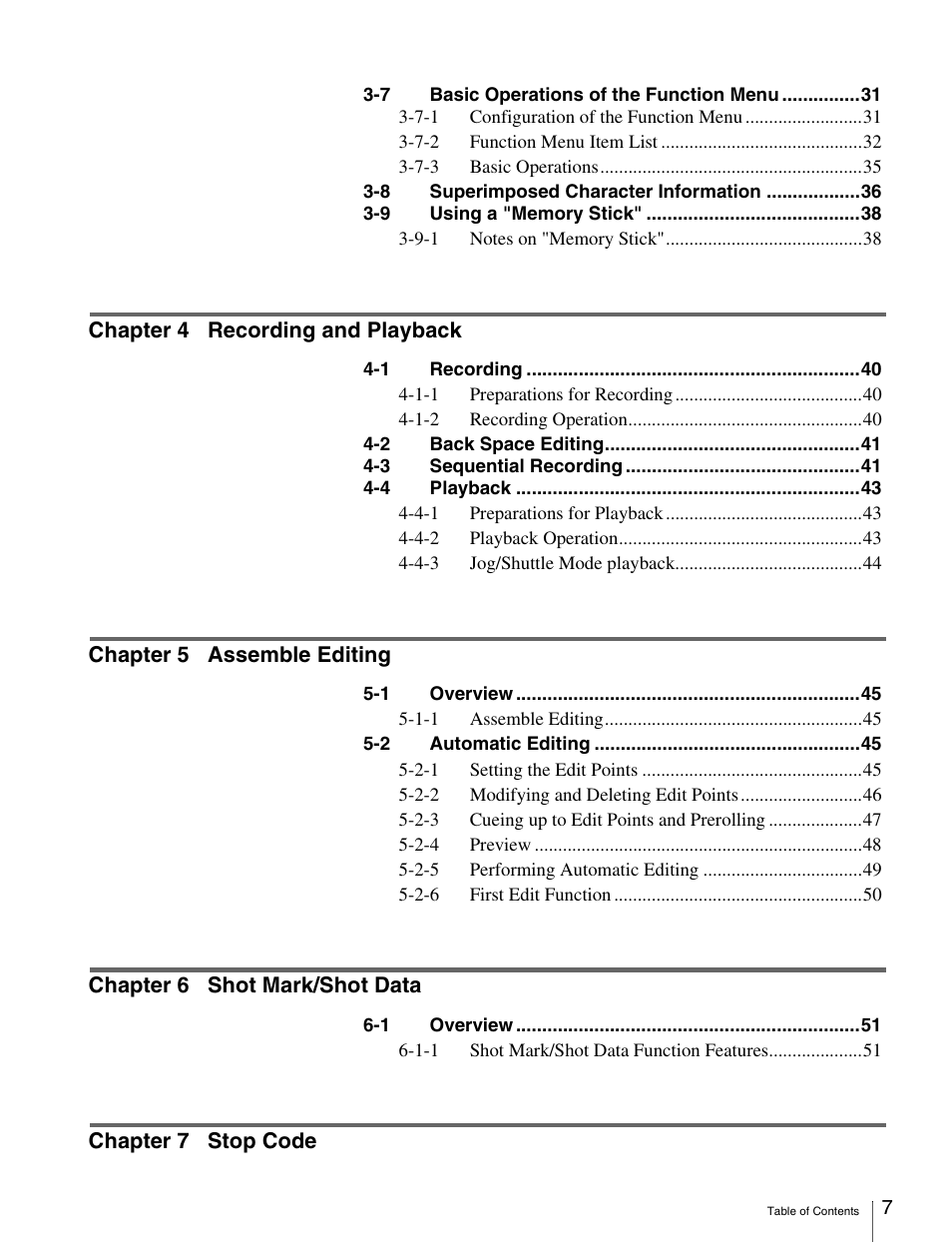 Sony HDW-S280 User Manual | Page 7 / 94