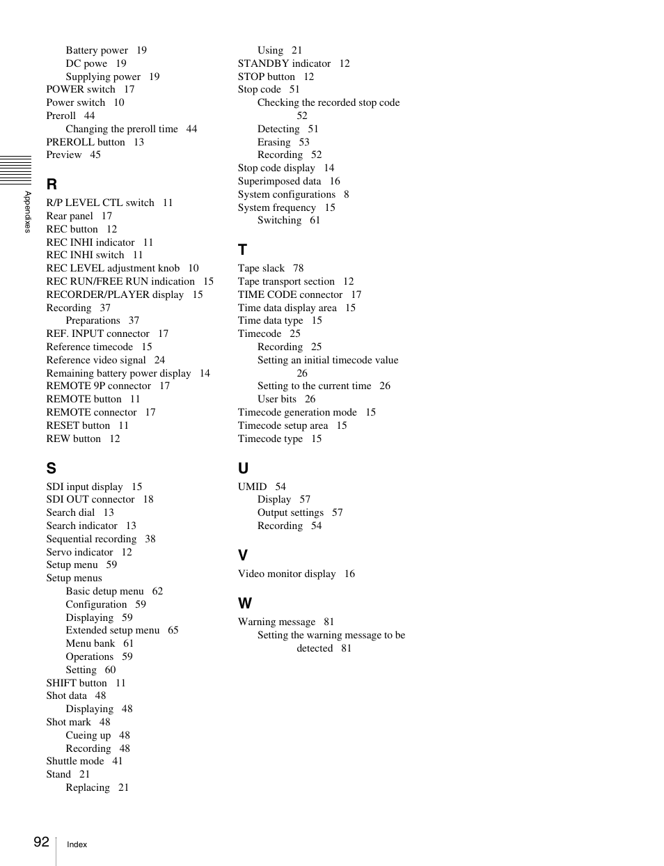Sony HDW-S280 User Manual | Page 92 / 94
