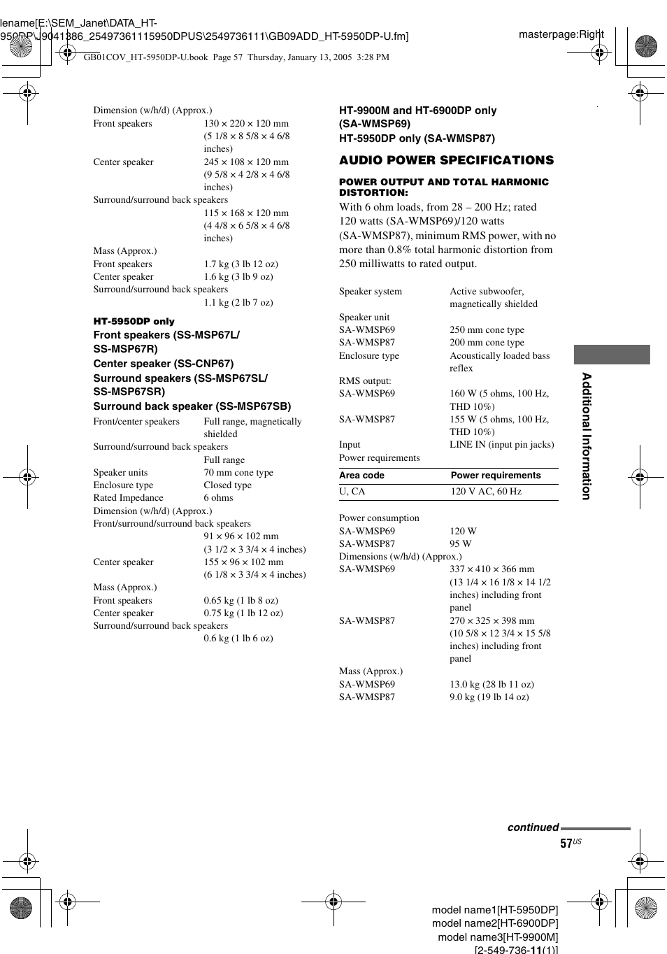 Sony 6900DP User Manual | Page 57 / 60