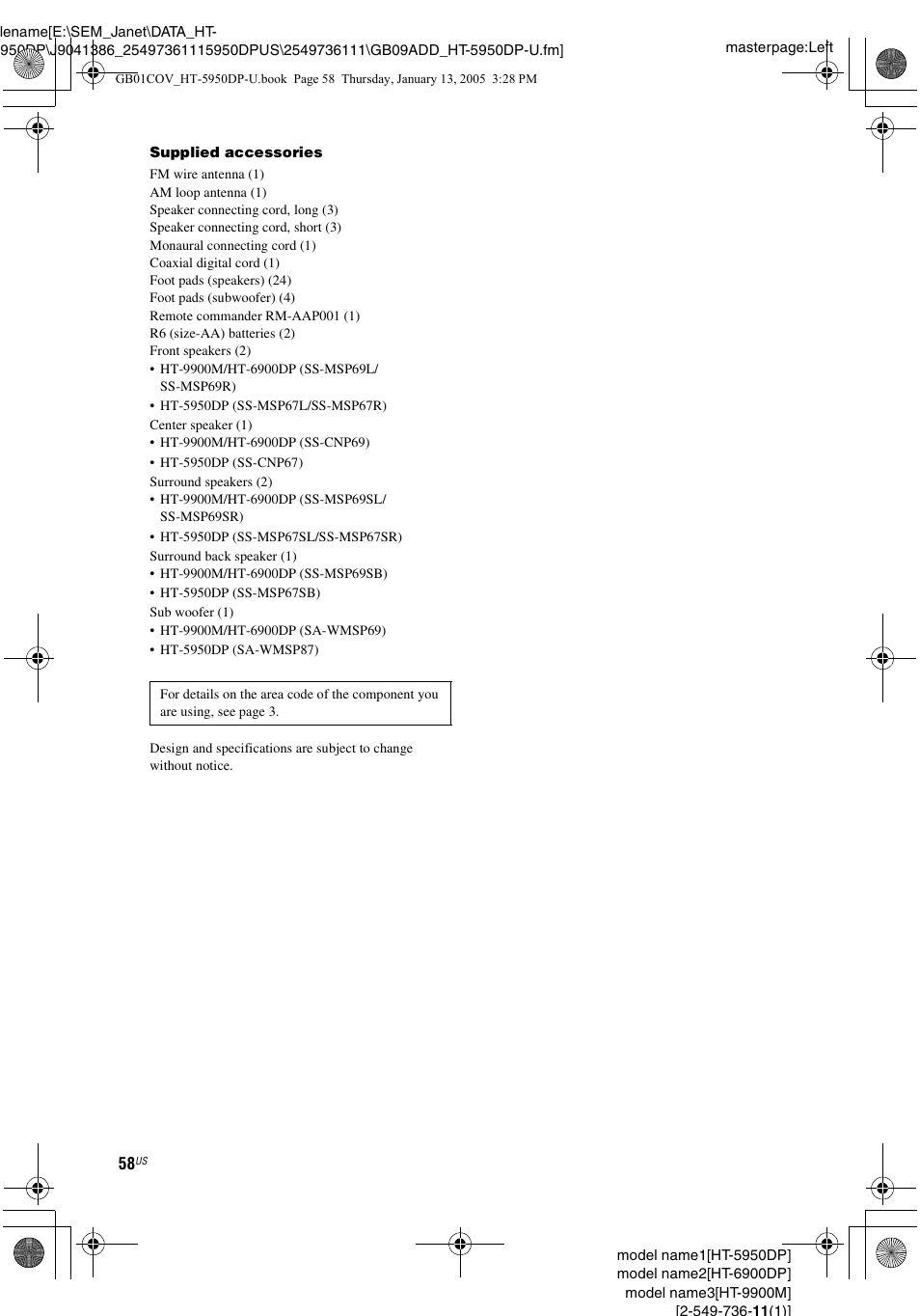 Sony 6900DP User Manual | Page 58 / 60