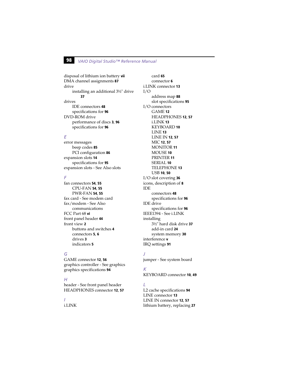 Sony VAIO PCV-RX260DS User Manual | Page 112 / 114