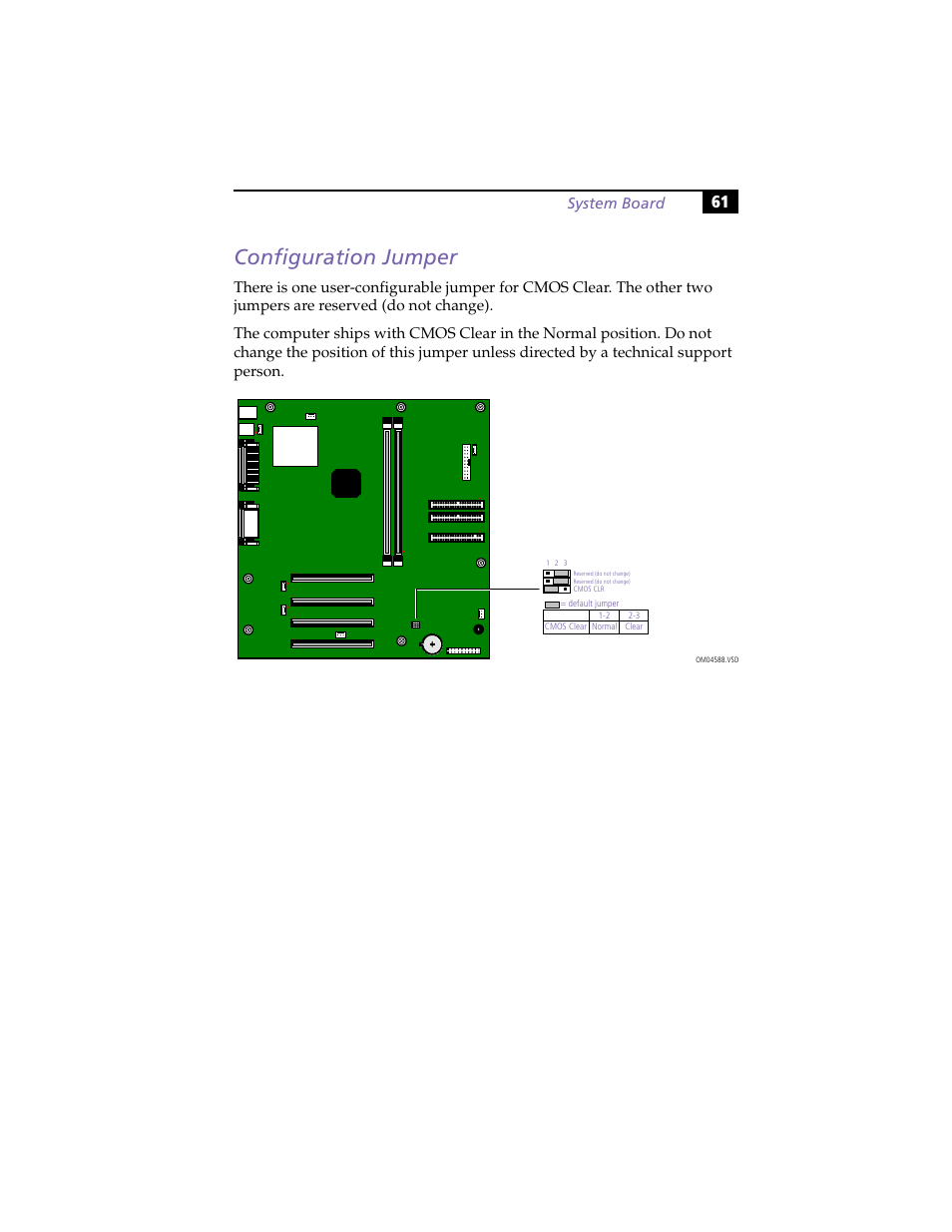 Configuration jumper, System board | Sony VAIO PCV-RX260DS User Manual | Page 75 / 114