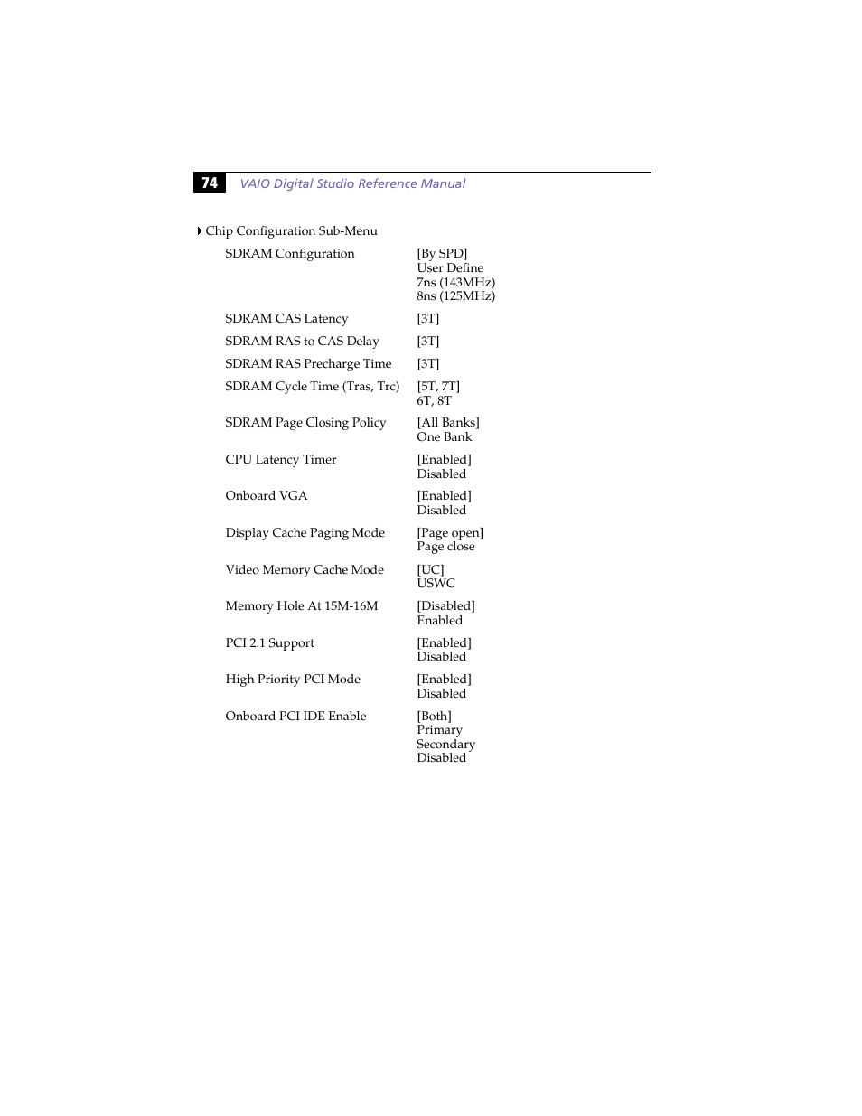 Chip configuration sub-menu | Sony VAIO PCV-RX260DS User Manual | Page 88 / 114