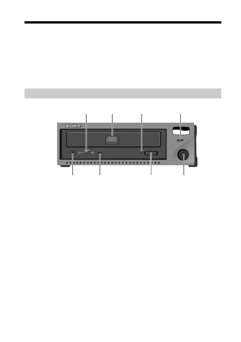 Chapter 2 controls and indicators, Front panel, Busy indicator led | Eject button, Emergency eject hole, Headphone, Headphone jack, Insert/eject button, Tray, cd, Volume control | Sony CRX1600L User Manual | Page 14 / 40