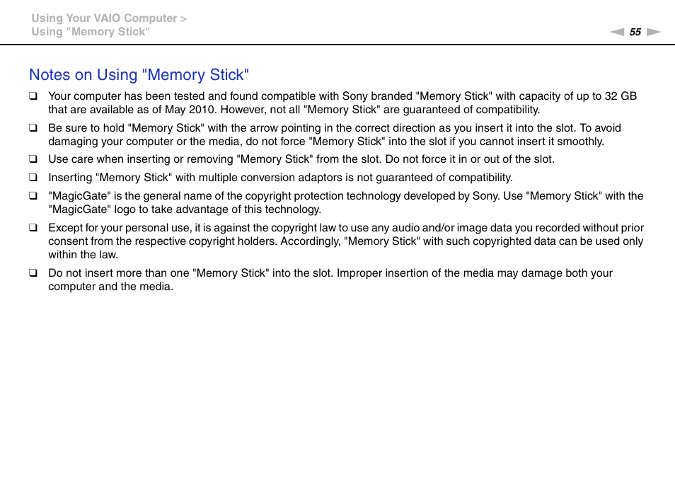 Sony VAIO VPCS13 User Manual | Page 55 / 192