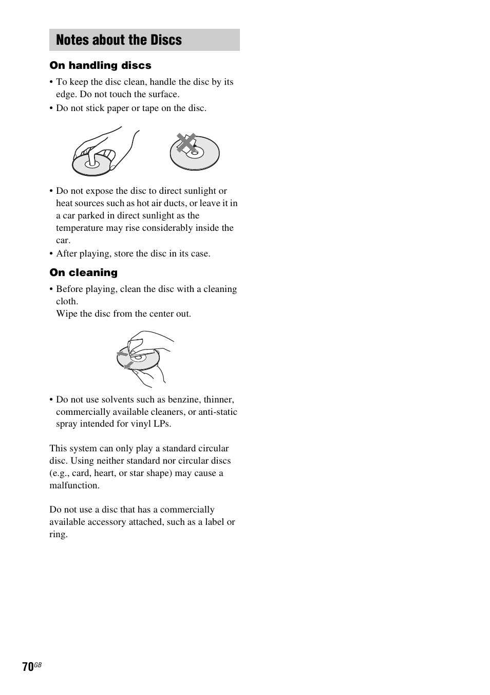 Notes about the discs | Sony DAV-DZ730 User Manual | Page 70 / 84